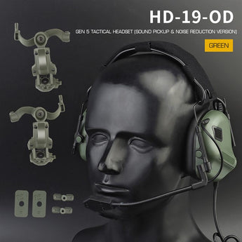WoSport Active Headset Gen5 plus FAST Helmet Mount - Green-Wosport-