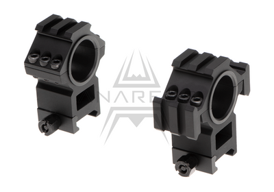 Tri-Side Rail 25.4mm / 30mm Mount Rings - Black-Aim-O-