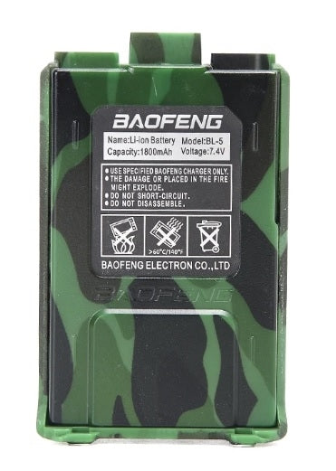Li-Ion Battery for the Baofeng UV-5R Radio, 1800 mAh - Camo-BAOFENG-