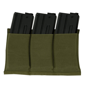 Tasca portacaricatori Rothco Elastic Pouch tripla AR15 — Verde