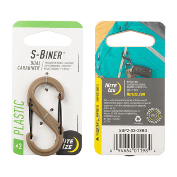S-BINER PLASTIC DUAL CARABINER, coyote - size 2-NITE IZE-