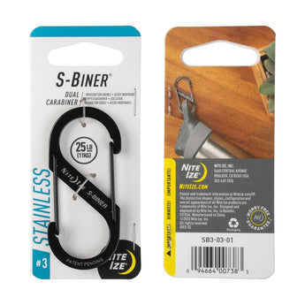 S-Biner Stainless Steel Dual Carabiner, black - size 3-NITE IZE-