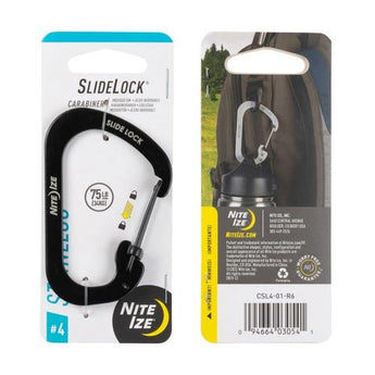 SLIDELOCK CARABINER STAINLESS STEEL, black - size 4-NITE IZE-