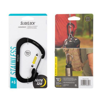 SLIDELOCK CARABINER STAINLESS STEEL, black - size 6-NITE IZE-
