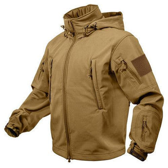 TACTICAL hooded jacket softshell COYOTE-ROTHCO-M-