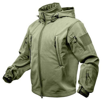 TACTICAL hooded jacket softshell OLIVE-ROTHCO-M-