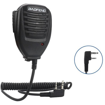 External Speaker with Mic for Baofeng Radios, Kenwood 2-pin - Black-BAOFENG-
