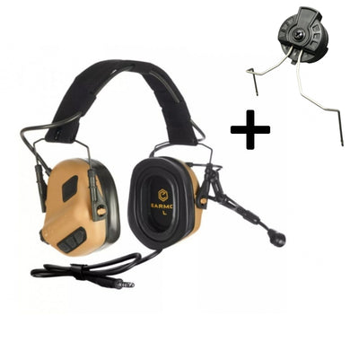 EARMOR M32 PLUS Electronic Tactical Headset, Headband / Helmet Mount - Coyote Brown-EARMOR-